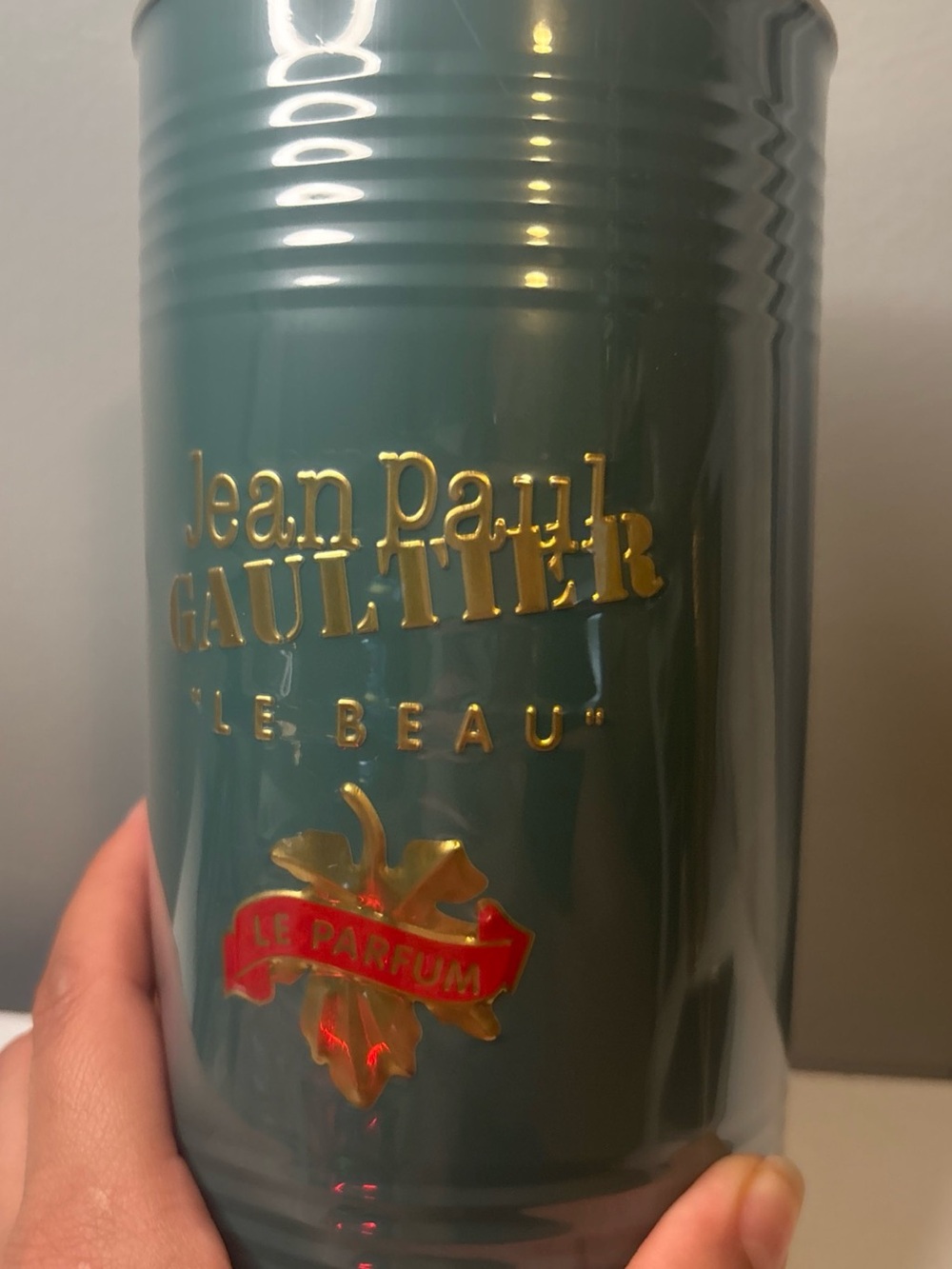 Jean Paul Gaultier Le Beau Bottle - Teal with Gold Accents
